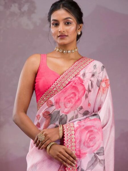 Beautiful Floral Print in Chinnon Silk