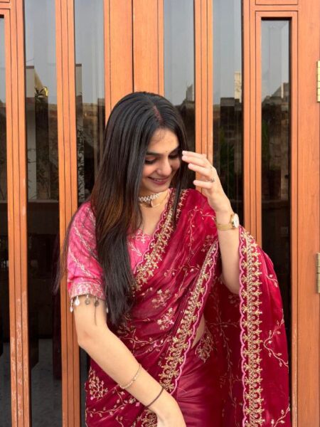 Zimmy Choo Silk Red Saree